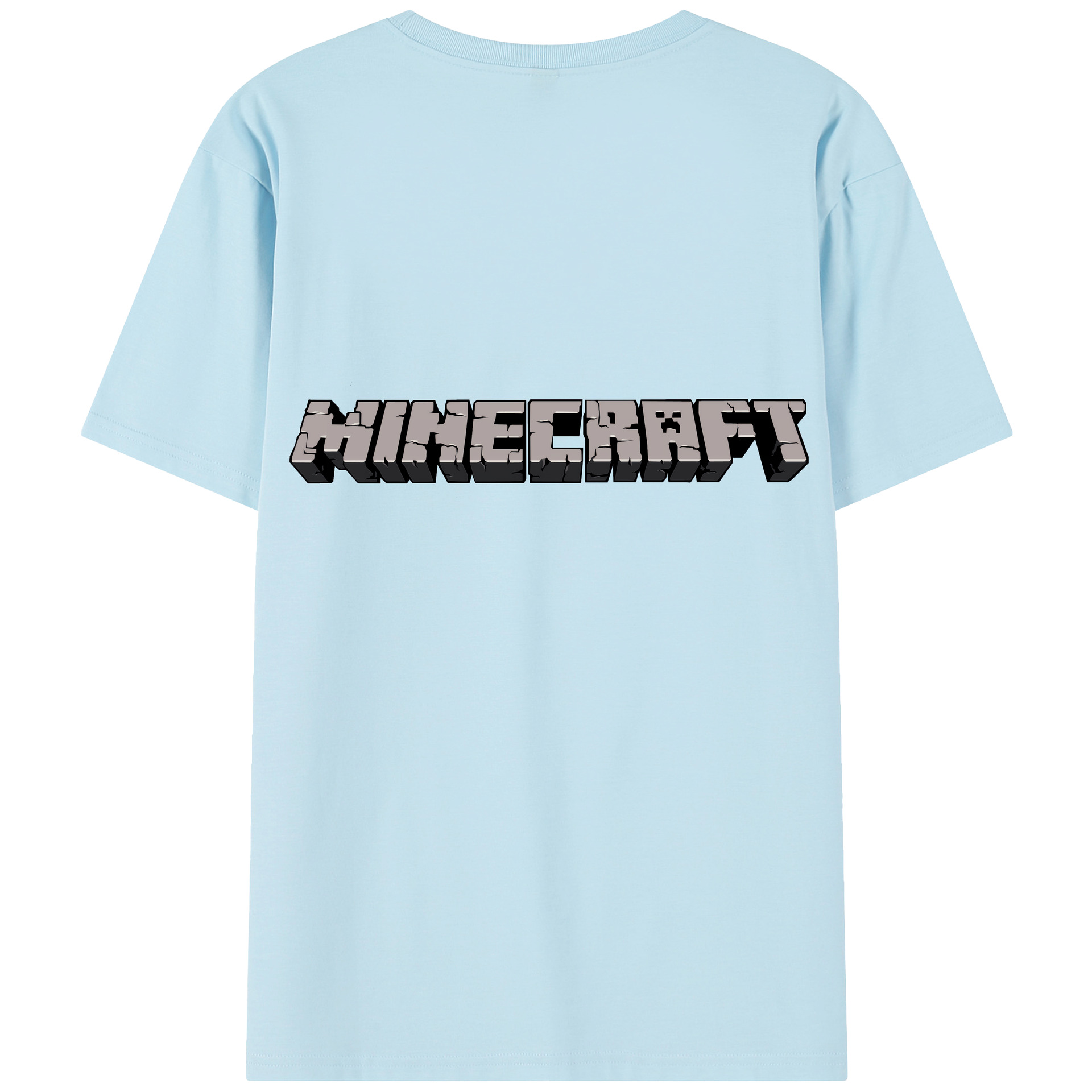 （画像用） マインクラフト ブロックの世界 Minecraft MC Block world 綿100％半袖Tシャツ（背面プリント）